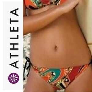 NWOT Athleta Low Tide String Bikini Bottoms Swinging 60's Print Size Medium